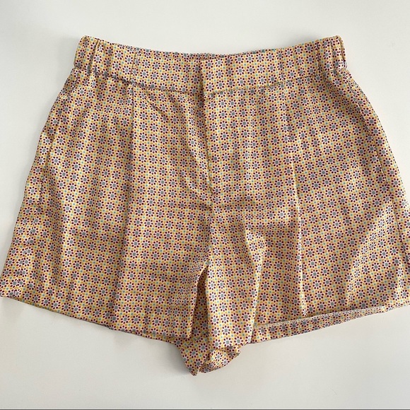 ZARA High Waisted Satin Trouser Shorts Geometric Pattern size Medium - Picture 1 of 6